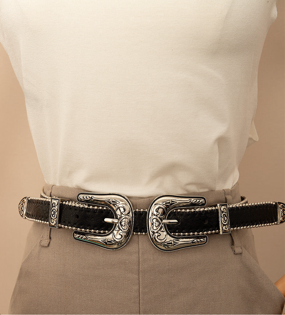 Cinto dupla fivela heart