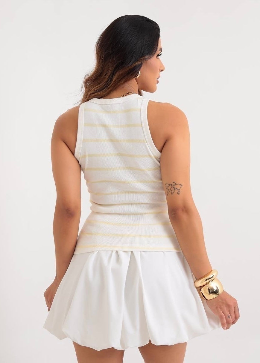 Regata Listrada - Branco & Amarelo candy