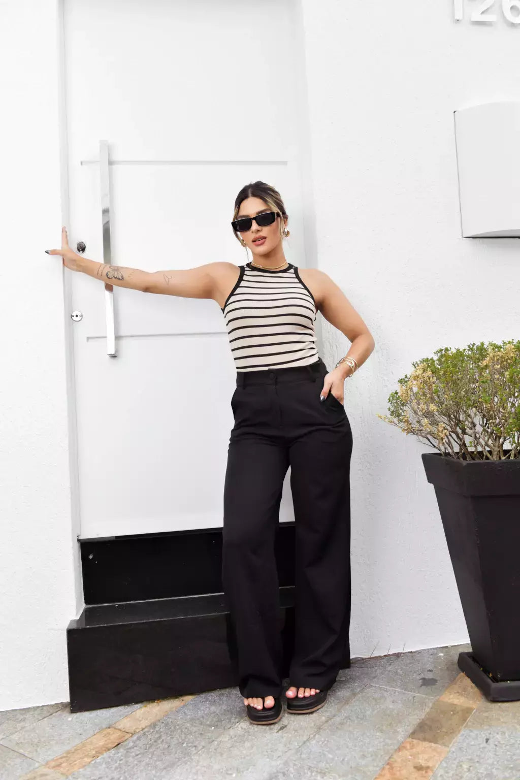 Regata Listrada - Nude & preto