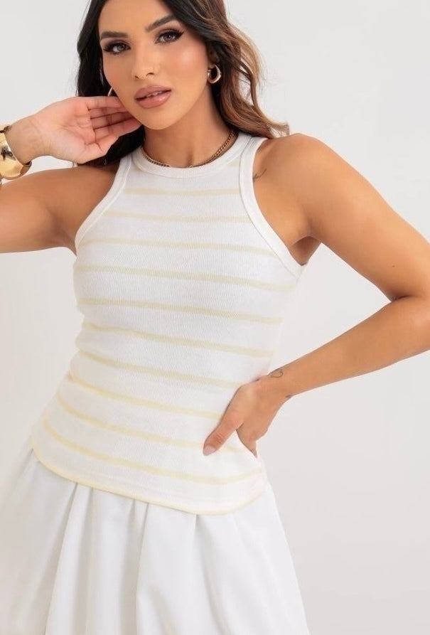 Regata Listrada - Branco & Amarelo candy