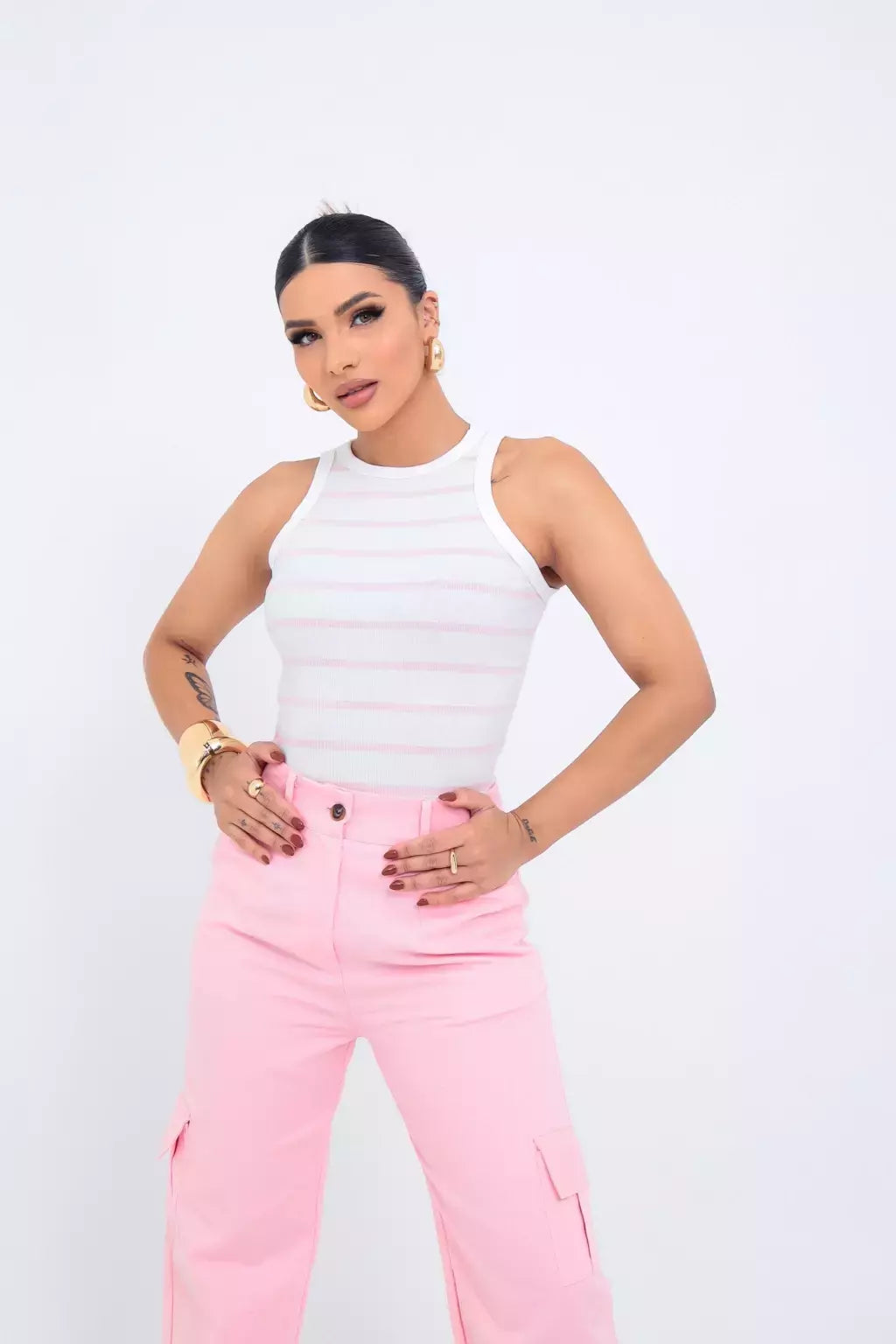 Regata Listrada - Branco & Rosa candy