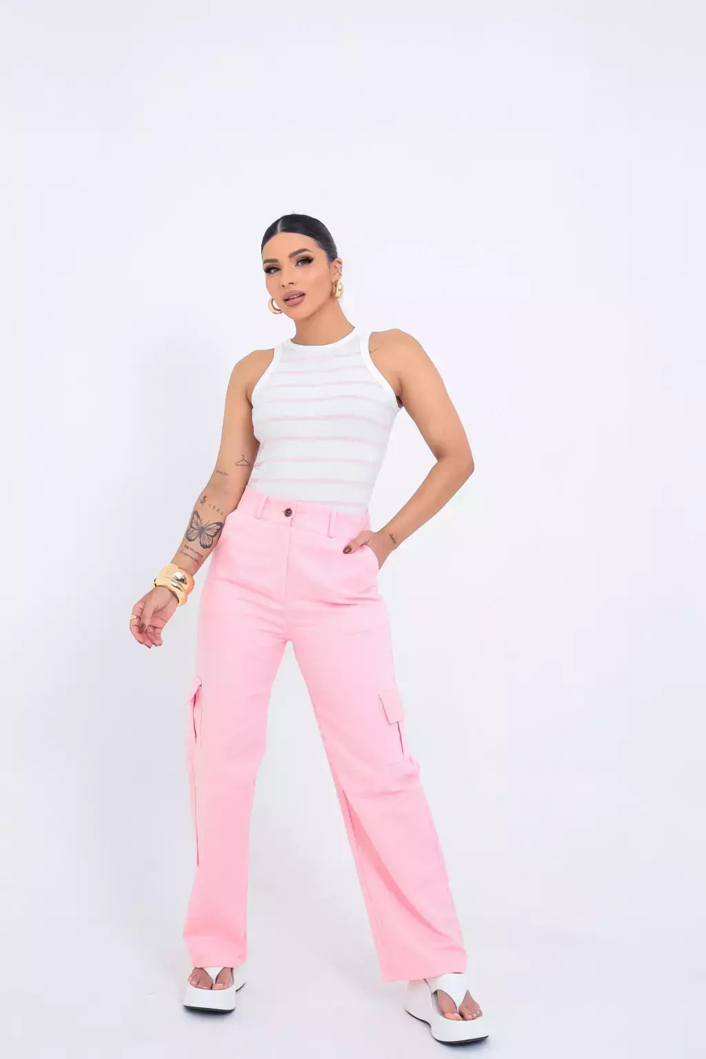 Regata Listrada - Branco & Rosa candy