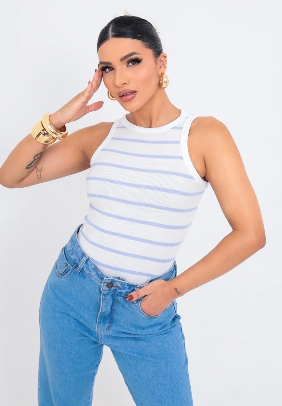 Regata listrada - Branca & Azul candy